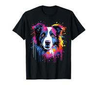 Niedlicher Border Collie Hund auf bemaltem Border Collie T-Shirt