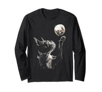 Niedlicher Boston Terrier mit Vollmond Mondlicht Bostie Dog Art Langarmshirt