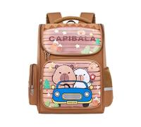 Niedlicher Capybara-Rucksack, tragbare Schultasche, 11,81x15,35x6,3 Zoll große Nylon-Büchertasche mit wasserdichter Funktion, Tagesrucksack aus Oxford-Stoff, Kindertaschen mit großem Fassungsvermögen
