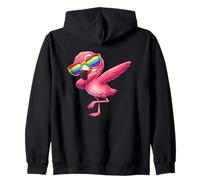 Niedlicher Cartoon-Flamingo-Dabbing-Regenbogen-Sommer-Stil Kapuzenjacke