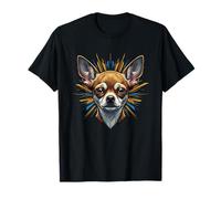 Niedlicher Chihuahua-Hundekopf, strahlender Sonnenschliff T-Shirt