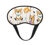 Niedlicher Corgi-Hund auf einem gestreiften,Vollständige Augenabdeckungen, lichtundurchlässige Schlafmasken, Verdunkelungs-Augenschützer