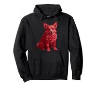Niedlicher Corgi mit roten Rosen und floralem Hund, Valentinstag Pullover Hoodie