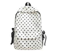 Niedlicher gepunkteter Schulrucksack, Kawaii, süßer Nylon-Reise-Tagesrucksack mit seitlichen Schleifen, Büchertasche für Mädchen und Frauen, lässig, High-School, College (weiß)