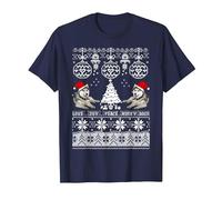 Niedlicher Husky Weihnachtspullover Shirt Love Joy Peace Husky Dogs T-Shirt, Herren, Marineblau, 6XL