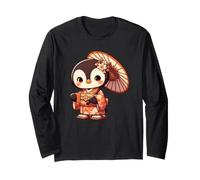 Niedlicher japanischer Kimono, Pinguin, Cartoon-Design Langarmshirt