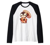Niedlicher japanischer Kimono, Pinguin, Cartoon-Design Raglan