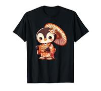 Niedlicher japanischer Kimono, Pinguin, Cartoon-Design T-Shirt