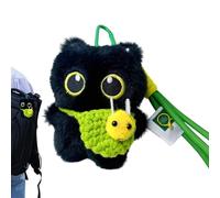 Niedlicher Kätzchen-Schlüsselanhänger - Grün-gelber Rucksack-Anhänger, Flauschiger Katzen-Anhänger, Leichtes Dekoratives Maskottchen | Kinderzimmer-, Reisekoffer-Kennzeichnung, Themenbezogenes E
