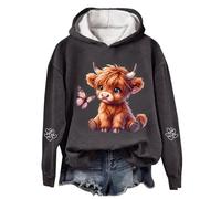 Niedlicher Kapuzenpullover für Damen, Fleecepullover, Cartoon, Winter, bequem, Sport-Sweatshirt, langärmelig, normale Passform, Herbst, Damenpullover, Kapuzenpullover, Teenager, Streetwear, dunkelgrau