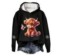 Niedlicher Kapuzenpullover für Damen, Fleecepullover, Cartoon, Winter, bequem, Sport-Sweatshirt, langärmelig, normale Passform, Herbst, Damenpullover, Kapuzenpullover, Teenager, Streetwear, Schwarz