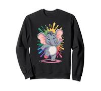 Niedlicher Kawaii-Elefant mit Farbspritztanz Sweatshirt