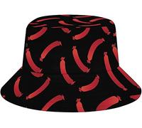 Niedlicher Keks- und Milch-Eimerhut mit Lebensmittelmuster, Sonnenhut für Sommer, Reisen, Strand, verstaubar, lässige Kappe für Damen und Herren, Unisex, Wurst Cartoon Food Style 68, One size