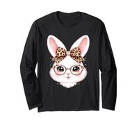 Niedlicher Osterhase Leopard Kokette Schleife Kaninchen Frauen Kinder Langarmshirt