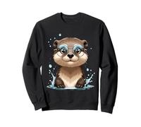 Niedlicher Otter mit Brille im Wasser Sweatshirt