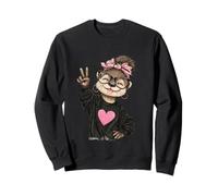 Niedlicher Otter zwinkernder Seeotter lustige Tierbrille für Mütter, Schwarz Sweatshirt