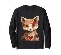 Niedlicher Patchwork-Fuchs mit Herz Cottagecore Langarmshirt