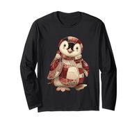 Niedlicher Patchwork-Pinguin Winter Weihnachten Urlaub Langarmshirt