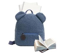Niedlicher Rucksack mit Bärenohren: gepolsterte Schultertasche, weicher Plüsch-Rucksack, niedliches Cartoon-Design | Kinder, Mädchen, Freizeit, Schulreise, Spielzeit, blau, siehe die
