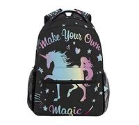 Niedlicher Rucksack mit Einhorn-Aufdruck, Regenbogen-Motiv, für Damen und Herren, für Outdoor-Aktivitäten und Camping, für Notebooks bis zu 35,6 cm (14 Zoll)