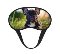 Niedlicher schwarzer Mops-Aufdruck, verstellbare Augenabdeckung zum Schlafen, bequeme, druckfreie und atmungsaktive Schlafmasken