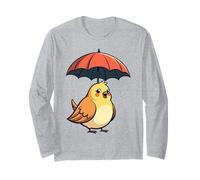 Niedlicher Vogel unter Regenschirm Grafik Geschenk für Männer Frauen Kinder Langarmshirt