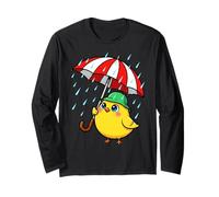 Niedlicher Vogel unter Regenschirm Grafik Geschenk für Männer Frauen Kinder Langarmshirt