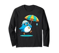 Niedlicher Vogel unter Regenschirm Grafik Geschenk für Männer Frauen Kinder Langarmshirt