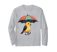 Niedlicher Vogel unter Regenschirm Grafik Geschenk für Männer Frauen Kinder Langarmshirt