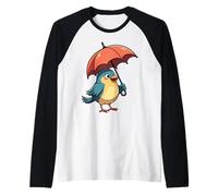 Niedlicher Vogel unter Regenschirm Grafik Geschenk für Männer Frauen Kinder Raglan