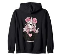 Niedliches Einhorn-Mädchen mit Brille, lustige Grafik, verspielt, lebendig Kapuzenjacke