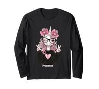 Niedliches Einhorn-Mädchen mit Brille, lustige Grafik, verspielt, lebendig Langarmshirt