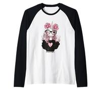 Niedliches Einhorn-Mädchen mit Brille, lustige Grafik, verspielt, lebendig Raglan