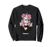 Niedliches Einhorn-Mädchen mit Brille, lustige Grafik, verspielt, lebendig Sweatshirt