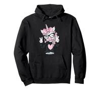 Niedliches Einhorn mit großer schwarzer Brille, rosa Schleife Pullover Hoodie
