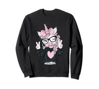 Niedliches Einhorn mit großer schwarzer Brille, rosa Schleife Sweatshirt
