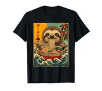 Niedliches Faultier isst Ramen-Nudeln Japanische Kawaii-Kunst Preisgünstiges Grafik-T-Shirt