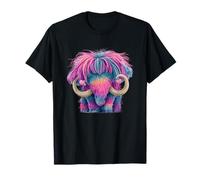 Niedliches Flauschiges Regenbogen-Mammut mit rosa Herzen T-Shirt