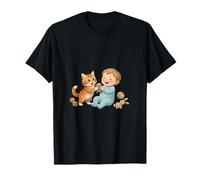 Niedliches Kätzchen, das mit einem Baby spielt, für Männer und Frauen T-Shirt