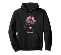 Niedliches Kätzchen-Mädchen, rosa Brille, Peace-Zeichen, Katzen-Grafik Pullover Hoodie