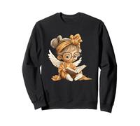 Niedliches Mädchen Engel Offenes Buch Lesen Kind Grafik Runde Schleife Sweatshirt
