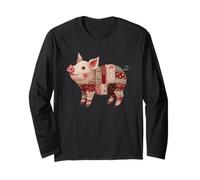 Niedliches Patchwork-Schwein, rustikal, Bauernhaus, Land Langarmshirt
