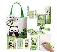 Niedliches Schreibwaren-Set | Panda-Federmäppchen mit magnetischem Lesezeichen und Brosche, tragbare Canvas-Tasche für Schüler, Mädchen, Schulrucksack-Organisation