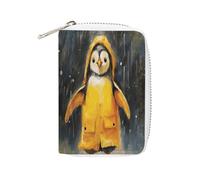 Niedliches Tier im Regenmantel, Leder-Kartenfach, Kreditkartenhalter, Reißverschluss, Geldbörse mit 20 Kartenfächern, schlanke Brieftasche, EC-Kartenschutz, Organizer, Stil, 16 x 11,5 cm, Stil:,