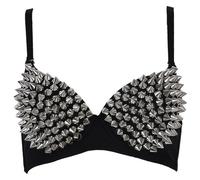 Nieten-BH, Punk-Dance-Performance, Silberne metallische Nieten, Spike-BH mit verstellbarem Träger, für Club-Party, Tanzkleidung, Karneval mit Spikes