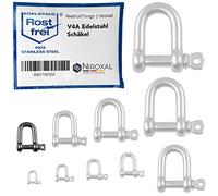 NietFullThings 2 Stueck 8-mm Edelstahl Rund-Scheakel aus V4A Kurze gerade robuste Form Bruchlast 3.000 kg Schäkel 8x28-mm