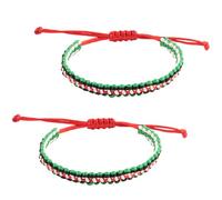 Nievajio Geflochtene Armbänder im palästinensischen Stil, verstellbar, bunt, weiß, grün, Schmuck, rot, schwarz, Armband für Damen und Herren, 2 Stück