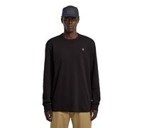 Longsleeve G-STAR "Nifous R", Herren, Gr. XXL, schwarz (dk schwarz), Jersey, Obermaterial: 100% Baumwolle, unifarben, casual, regular fit, Rundhals, Langarm Rippbündchen, Shirts, mit geripptem Einsatz