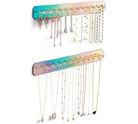 NiHome 2 Stück Wand Ketten Aufbewahrung Schmuckaufbewahrung mit Karbonstahl-Haken, Kettenhalter für Halsketten, Hängend Schmuckhalter für Schminktische, Badezimmer, Einfache Montage (Schillernd)