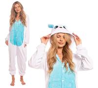 nikcorp - Schlafanzug Damen Kinder, Jumpsuit Pyjama Damen, Onesie Kostüm Cosplay - aus weichem, warmem Material - Größen für Kinder und Erwachsene - Hase, Blau, XL